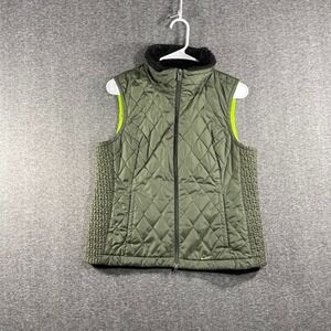 Nike Vest Womens Medium Green Quilted Puffer Full Zip Outdoors Windbreaker